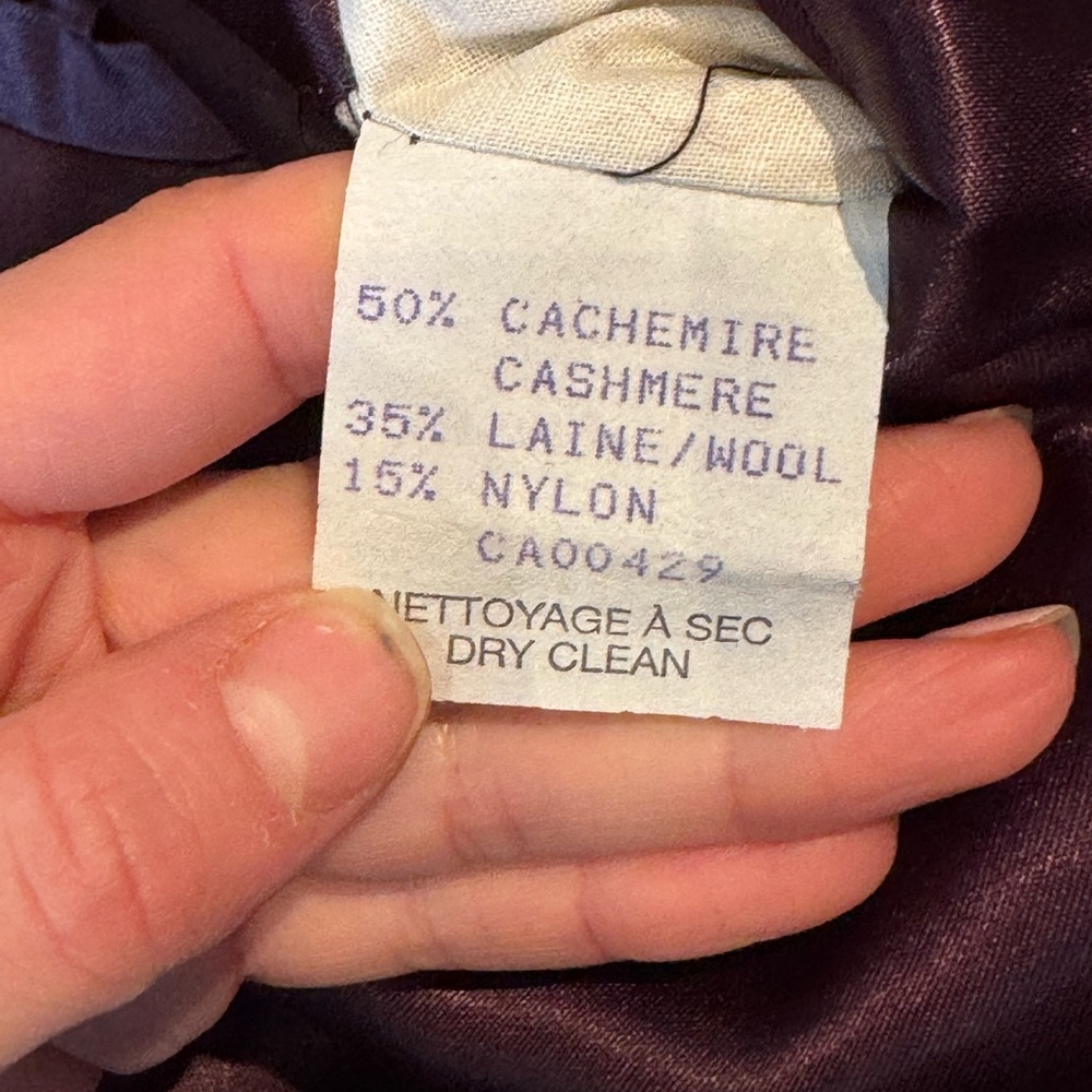 Vintage luxury Cashmere Italian Fabric Union Made Navy Belted Coat - Picture 8 of 14